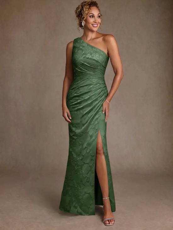 Azazie Dresses & Skirts - Azazie Eucalyptus One-Shoulder Evening Gown with Side Slit